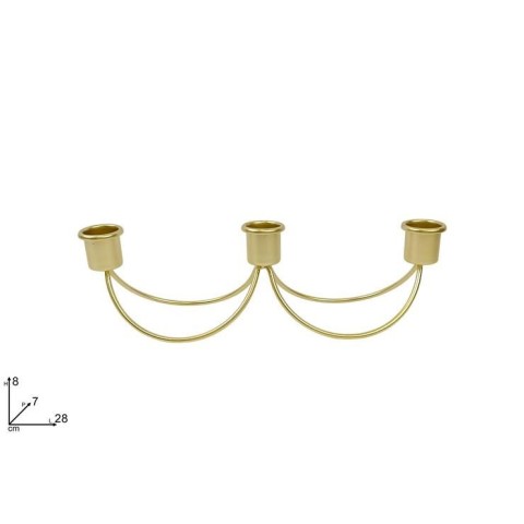 PORTACANDELE METALLO ORO 3 POSTI 28X8